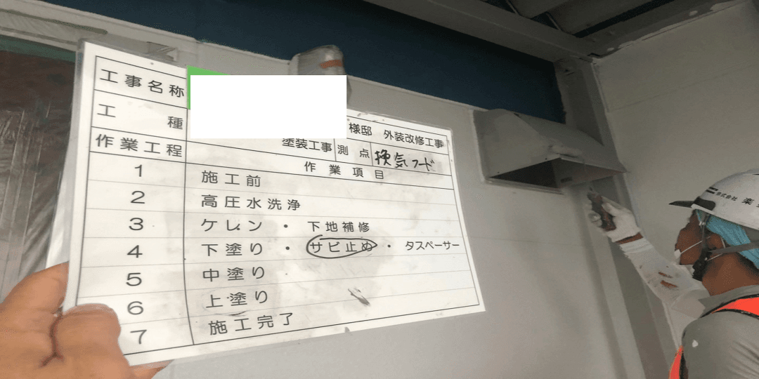 換気フード塗装(錆止め)